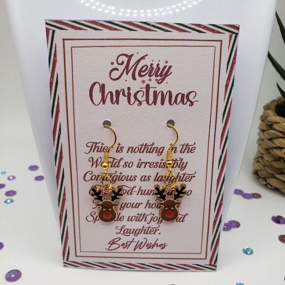 Hand Made Earrings Christmas Raindeer - Picture 1 of 1